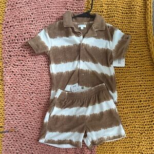 Brown and White Kids Matching Set